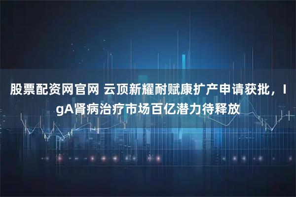 股票配资网官网 云顶新耀耐赋康扩产申请获批，IgA肾病治疗市场百亿潜力待释放